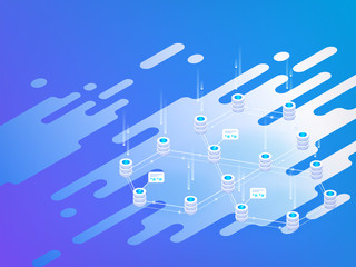 Poster - Abstract isometric illustration. High technology concept. Data center.