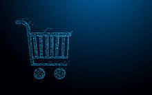 Shopping Cart Form Lines, Triangles And Particle Style Design. Illustration Vector