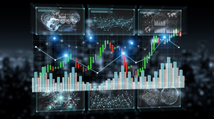 Wall Mural - 3D rendering stock exchange datas and charts illustration