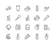 Simple Set of Cosmetics Related Vector Line Icons. Contains such Icons as Cream Bottle, Lipstick, Makeup Brush and more. Editable Stroke. 48x48 Pixel Perfect.