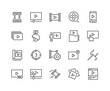 Simple Set of Video Content Related Vector Line Icons. Contains such Icons as Presentation, Stream, Library and more. Editable Stroke. 48x48 Pixel Perfect.