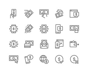 Aufkleber - Simple Set of Payment Related Vector Line Icons. Contains such Icons as Pay with Phone, Send by Mail, Accept - Reject Payment and more. Editable Stroke. 48x48 Pixel Perfect.