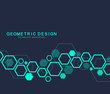 Geometric abstract molecule background for medicine, science, technology, chemistry. Scientific DNA molecule concept. Vector hexagonal illustration.