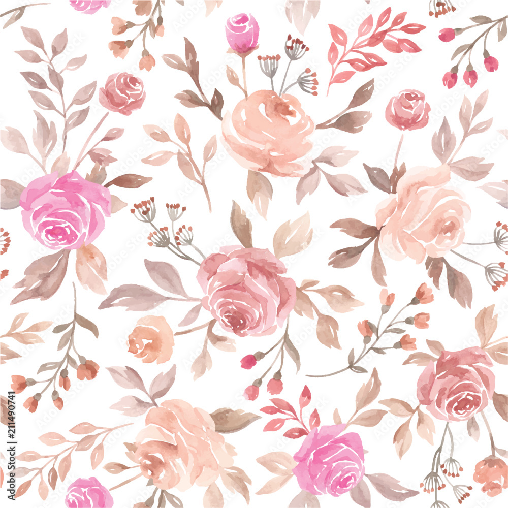 Pastel vector seamless flower pattern backdrop background Stock Vector ...
