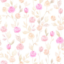Pastel Vector Seamless Flower Pattern Backdrop Background