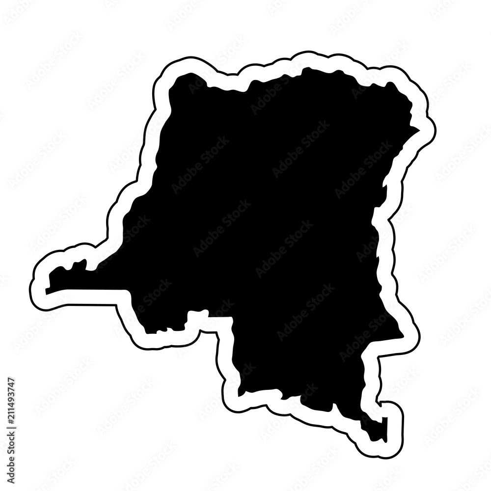 Black silhouette of the country Democratic Republic Of The Congo with ...