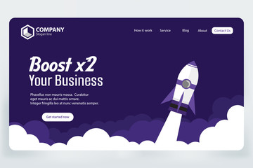 Wall Mural - Boost Business Website Landing Page Vector Template Design Concept