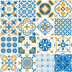 Mediterranean pattern. Decorative lisboa seamless patterns. Ornamental elements for portugal decor mosaic tiles vector set