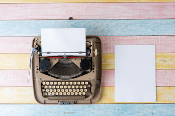 Poster - Top view of retro style typewriter in studio