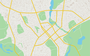 Poster - Abstract flat map of city. plan of town. Detailed city map. Vector illustration