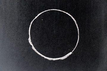 Wall Mural - White chalk drawing in circle shape on black board background