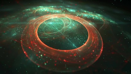 Poster - abstract loopable colorful fractal circle in cyan color