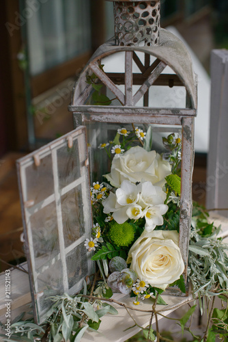 Old Vintage Candle Cage Or Lantern Repurposed As A Rustic Shabby