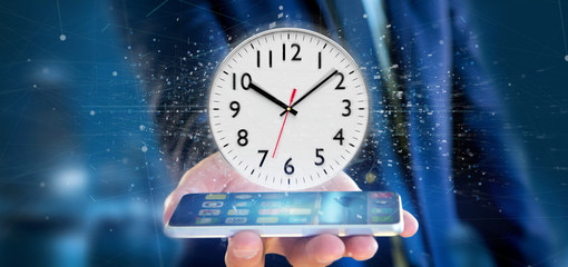 Poster - Man holding a clock timer 3d rendering