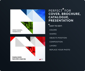 Wall Mural - square design presentation template with colourful triangles and shadows. abstract vector set of mod