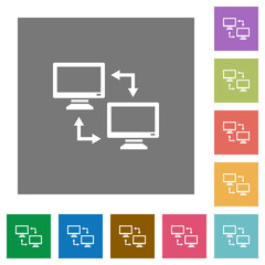 Poster - Data syncronization square flat icons