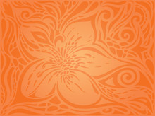 Flowers Orange Retro Style Colorful Floral Wallpaper Background Trendy Fashion Design