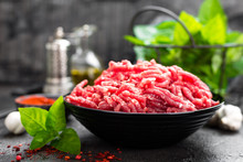 Raw Ground Beef Meat. Fresh Minced Meat