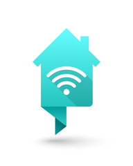 Poster - House and wi-fi signal concept as folded map pin design