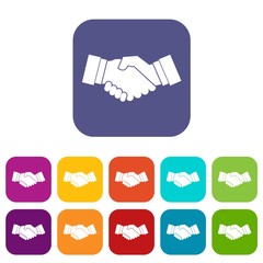 Poster - Handshake in simple style isolated on white background vector illustration