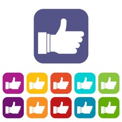 Poster - Thumb up sign in simple style isolated on white background vector illustration