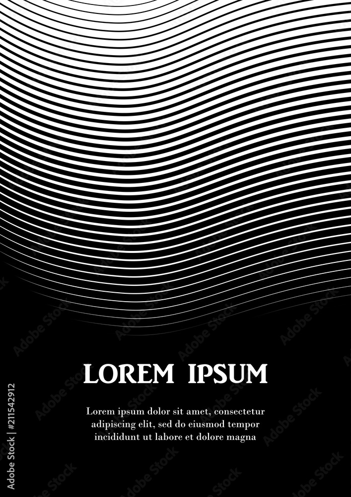 Vertical abstract background with striped halftone pattern in black and ...