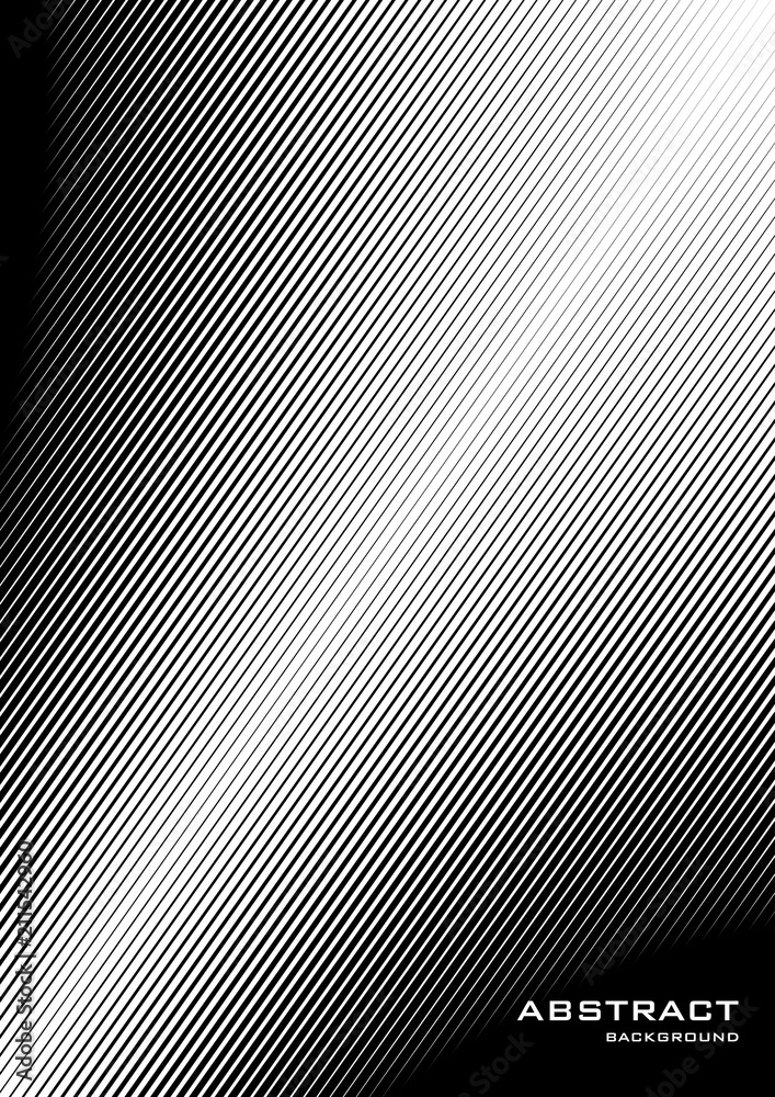 Vertical abstract background with striped halftone pattern in black and ...