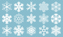 Flat Design Line Snowflakes Vector Icon Set.