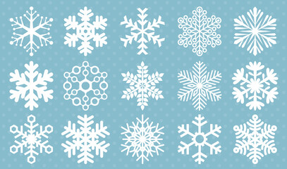 flat design line snowflakes vector icon set.
