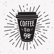 Vector illustration of a take away coffee cup with phrase 
