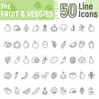 Fruit and Vegetables line icon set, vegetarian symbols collection, vector sketches, logo illustrations, healthy signs linear pictograms package isolated on white background, eps 10.
