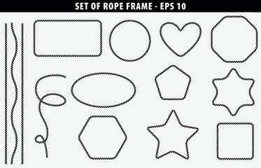 Set of seamless Rope frame with various shape. easy to modify