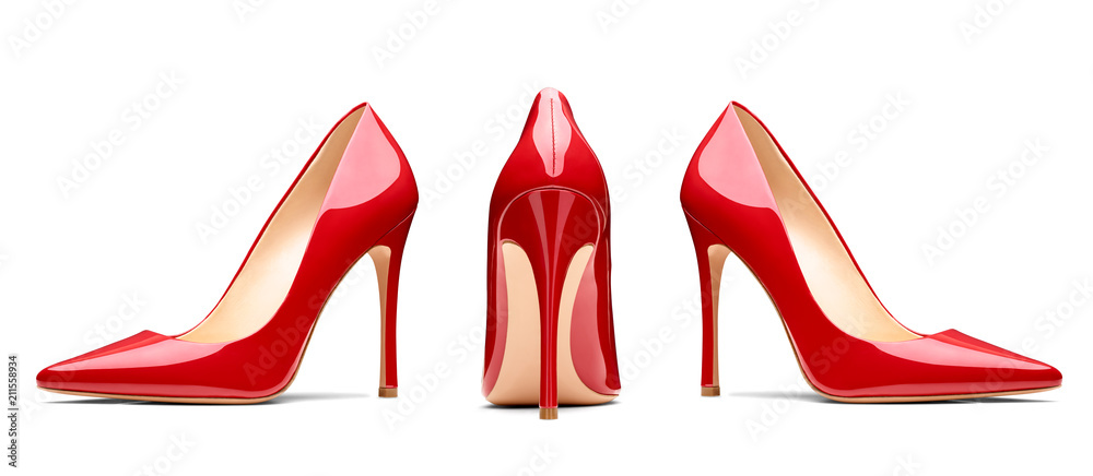 red high heel footwear fashion female style - obrazy, fototapety, plakaty 