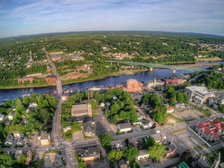 Canvas Print - Augusta is the Capitol of Maine. Aerial View taken from Drone in Summer