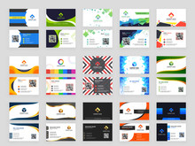 Collection Of 15 Horizontal Business Card Template Design With Front And Back Presentation.