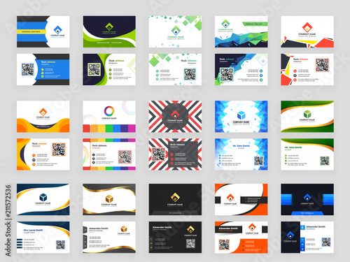 Fotomural Collection of 15 horizontal Business card template design with front and back presentation