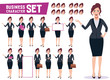 © AmazeinDesign - Business woman character vector set with young happy professional female office employee in different gestures and pose in white background. Vector illustration.
