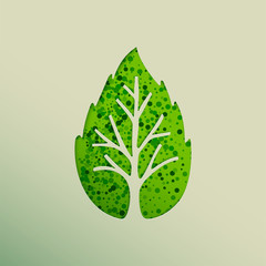 Sticker - Green leaf tree paper cut for nature concept