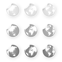 Wall Mural - silver gray world globe icons stickers set