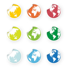 Wall Mural - colored world globe icons stickers set