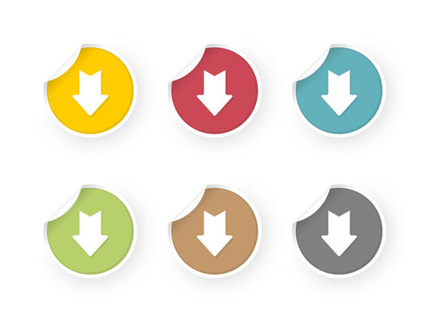 download icons colored stickers set