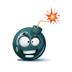 Cartoon bomb, fuse, wick, spark icon Smile smiley Vector eps 10