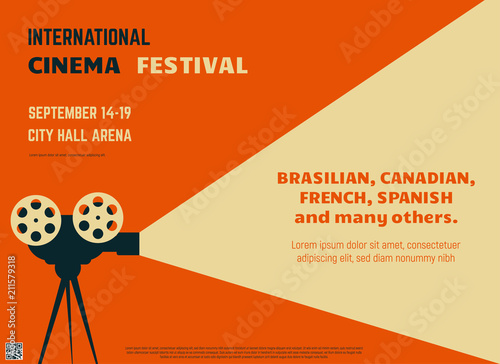 Fotomural Retro style international movie festival poster template