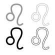 © Serhii - Lion symbol zodiac icon outline set grey black color