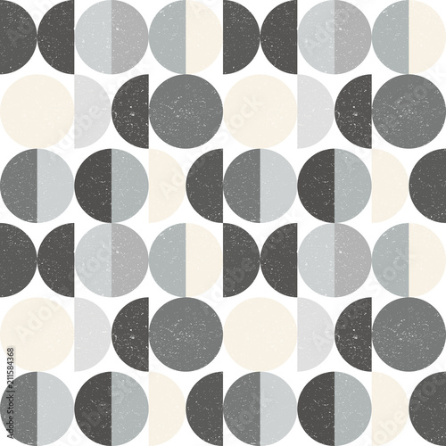 Naklejka na drzwi Modern vector abstract seamless geometric pattern with semi circles and circles in retro scandinavian style