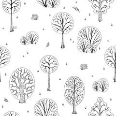 Wall Mural - Autumn forest. Vector seamless pattern.