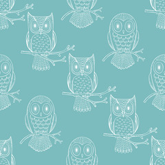 Owls seamless pattern.