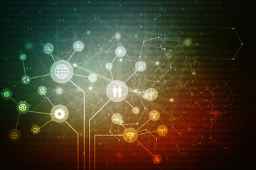Poster - 2D Digital Abstract Business Networking background
