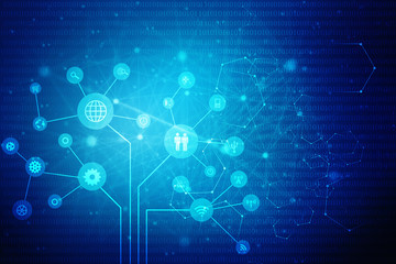 Poster - 2D Digital Abstract Business Networking background
