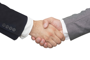 Partners shaking hands isolated on a white background - business concept